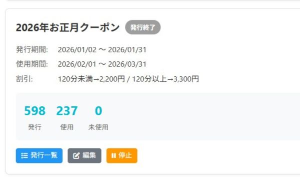 クーポンを予約連動で発行・自動集計